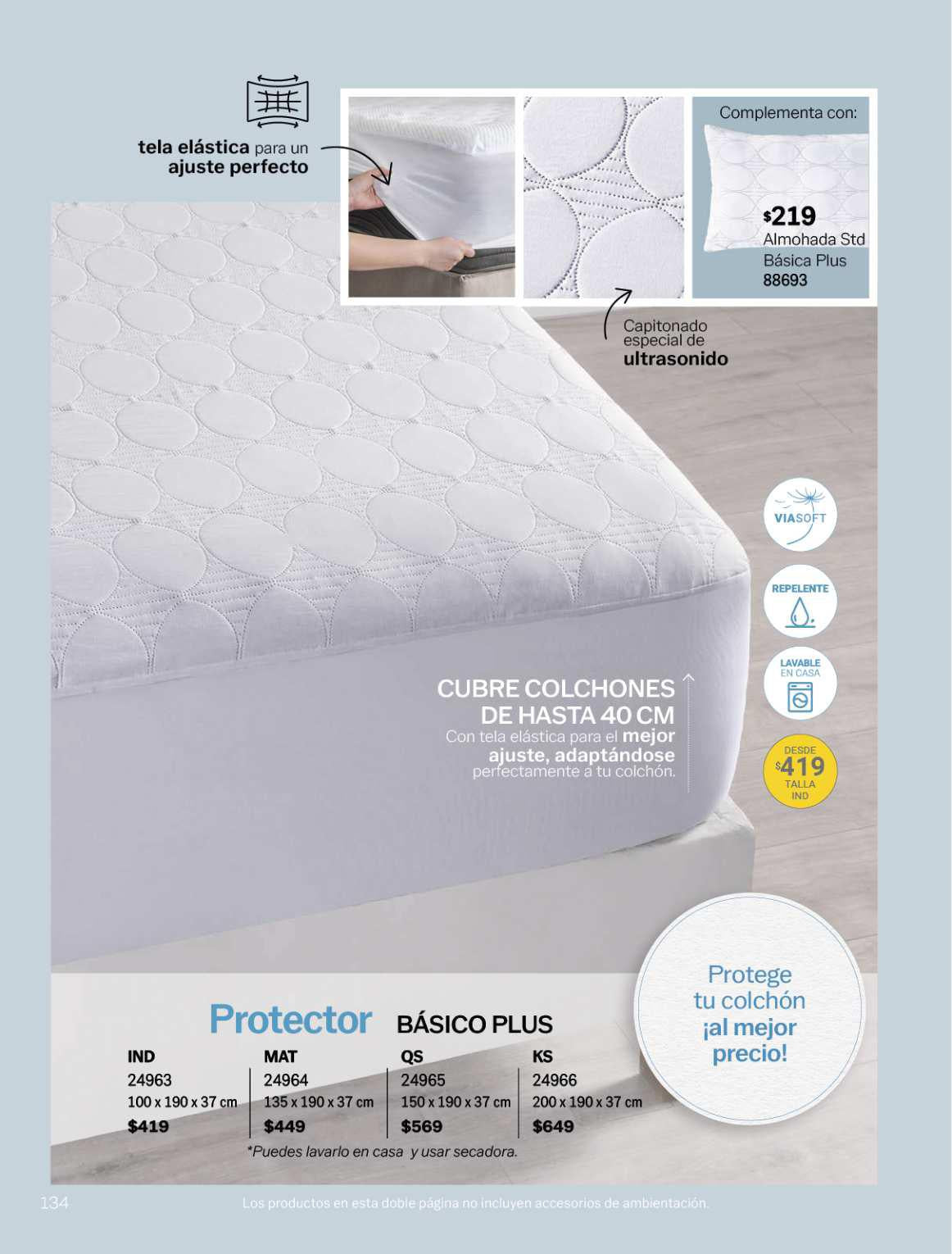 VIANNEY - Cubre Colchón Blanco | Protector Básico Plus | Individual